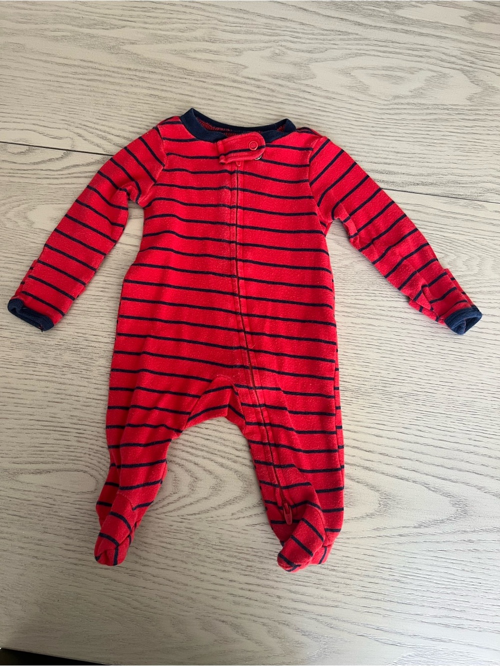 Carter's Red and Navy Striped Footed One-Piece